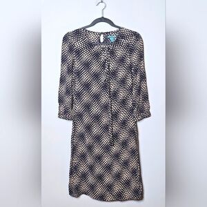 Louis Lucie Navy Tan Polka Dot Printed Midi Dress Womens‎ Small Business Flowy